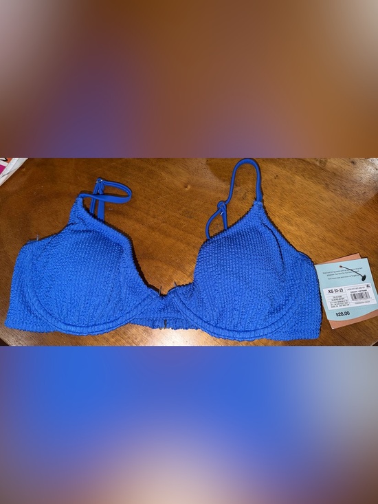 Target Other - Textured Blue swim Bikini Top